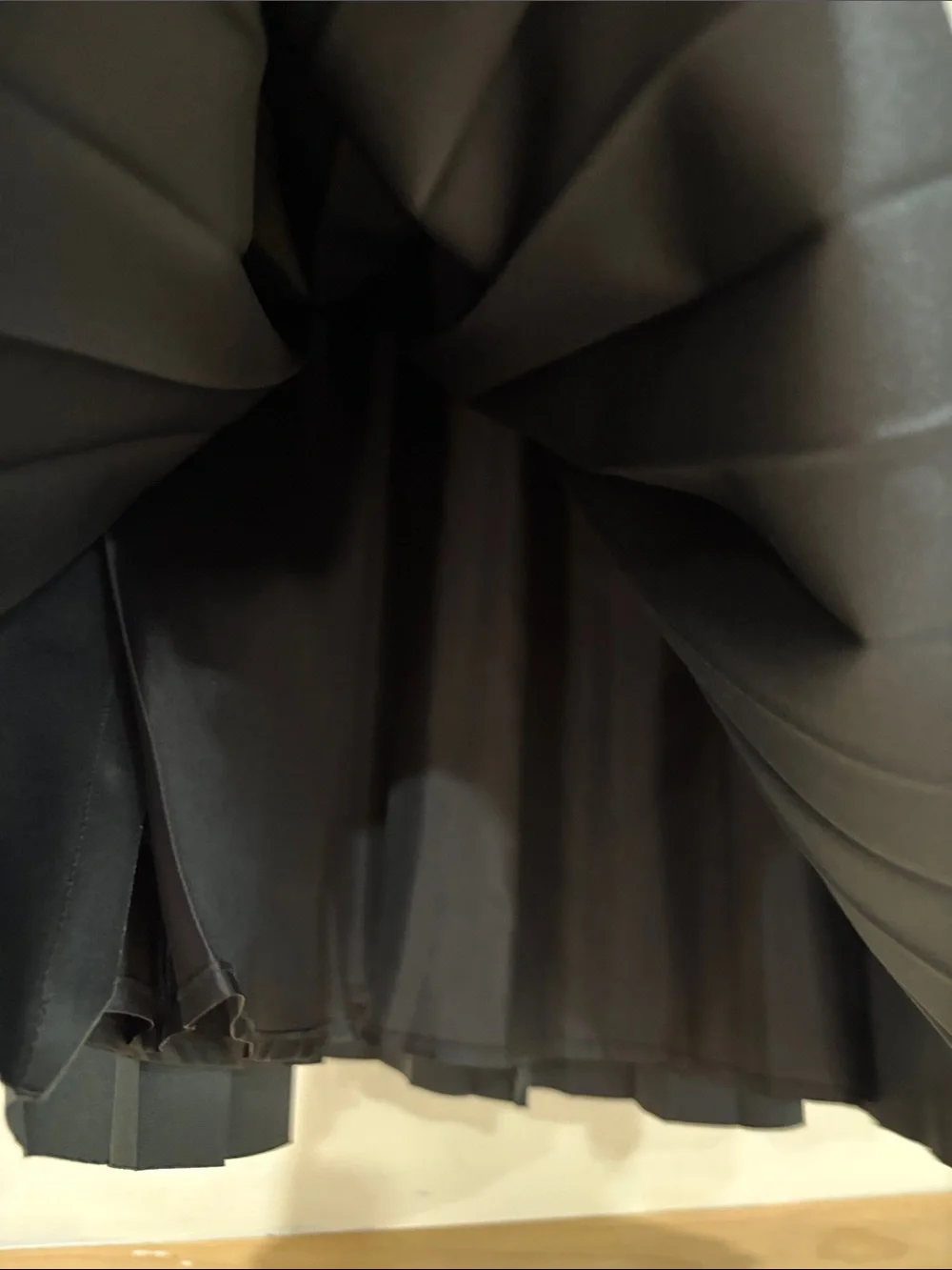 J. Crew Black Pleated Faux Leather Midi Skirt, Size 10, NWT